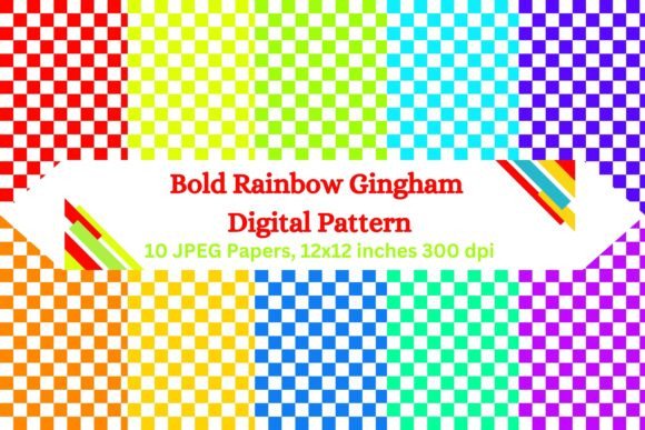 Download Bold Rainbow Gingham Digital Pattern - Bold rainbow Collection