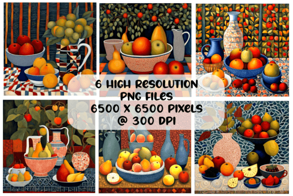 Download Still Life Fruit and Pottery Set of 6 - Pottery Collection