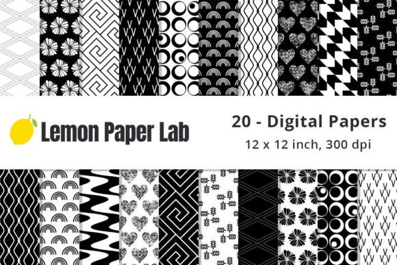 Download Black and White Geometric Digital Paper - Geometric digital paper Collection