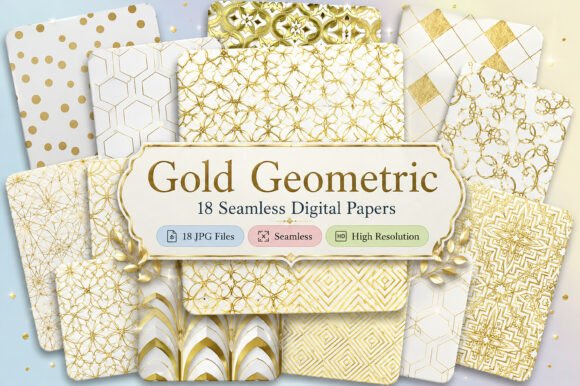 Download Gold Geometric Digital Paper Set - Premium Resources