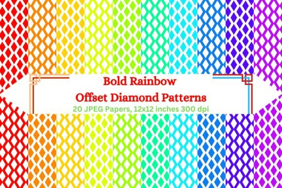 Download Bold Rainbow Offset Diamond Patterns - Bold rainbow Collection