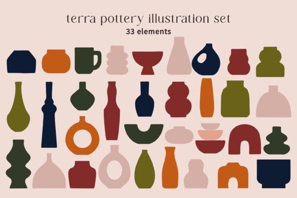 Download Modern Boho Pottery Illustration Element - Premium Bundle