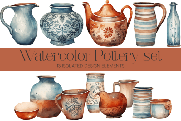 Download Watercolor Pottery Clip Art, Set 1 - Premium Resources