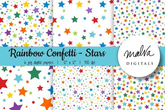 Download Rainbow Confetti Stars Seamless Patterns - Confetti stars Collection