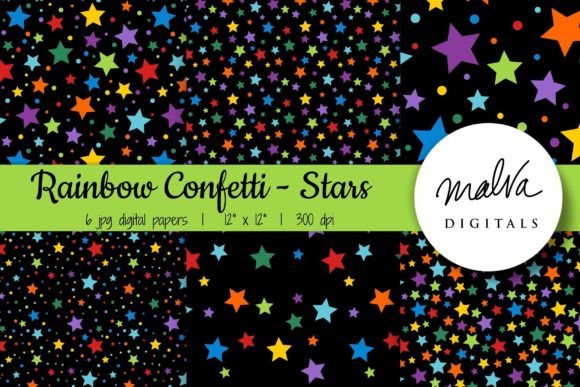Download Rainbow Confetti Stars Seamless Patterns - Confetti stars Collection