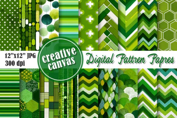 Download Green Geometric Digital Paper Bundle - Geometric digital paper Collection