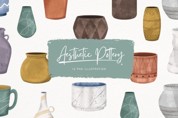 Download Aesthetic Pottery Illustration - Premium Bundle