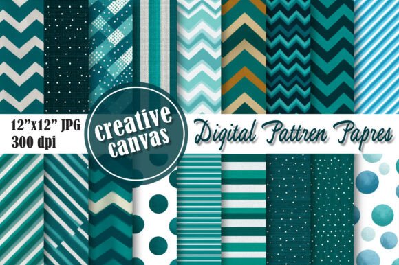 Download Teal Geometric Digital Paper Bundle - Geometric digital paper Collection