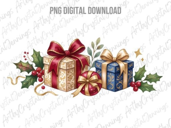 Download Christmas Presents Watercolor Gifts PNG - Gift Collection